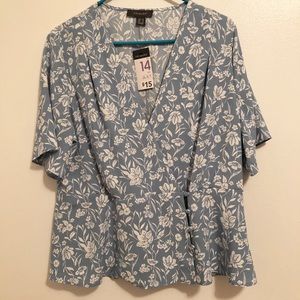 Primark blue and white floral blouse.